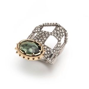 ALEXIS BITTAR • NEW Silver Gold Green Modern
Georgian  Crystal Checkerboard Ring